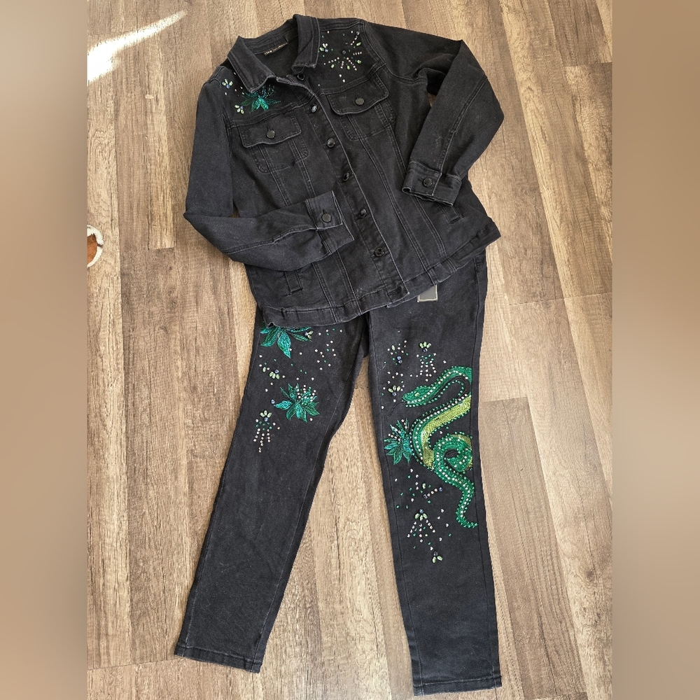 DG2 Diane Gilman New Classic Stretch Legacy Embellished Skinny Jeans Dragon Y2K - Picture 12 of 12